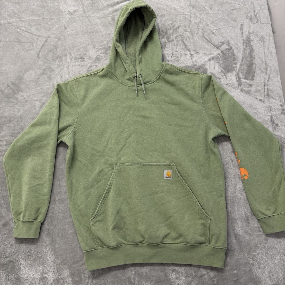 Carhartt K288 Men's Loose Fit Large Sage Green Sleeve Logo Pullover Hoodie